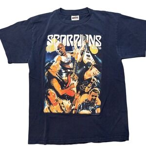 Vintage Scorpions Eye To Eye World‎ Tour 99 T-Shirt Tultex Navy Blue Mens Large